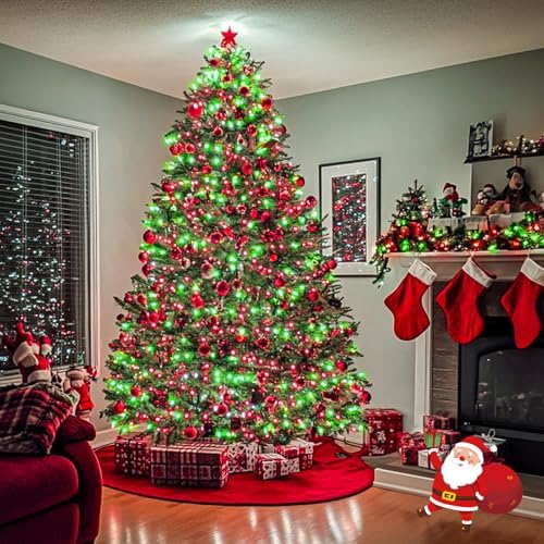 JMEXSUSS 163ft Clear Wire 500 LED Red and Green Christmas Lights