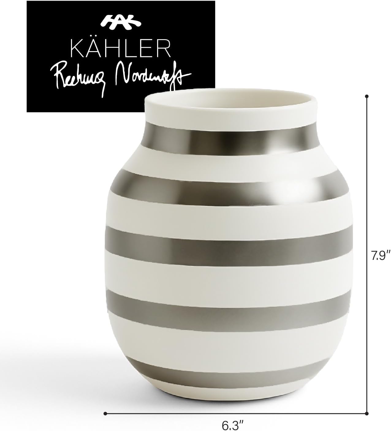 Kahler Omaggio Vase / 20cm / Silver / 7.9 Inch