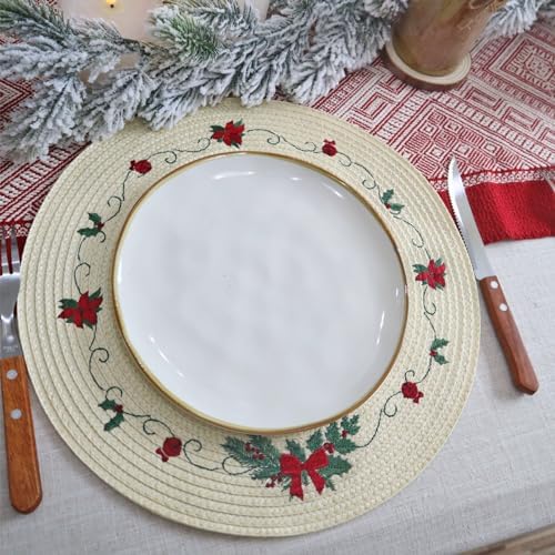 LaneVines Christmas Placemats Set of 4 Round Placemats Christmas