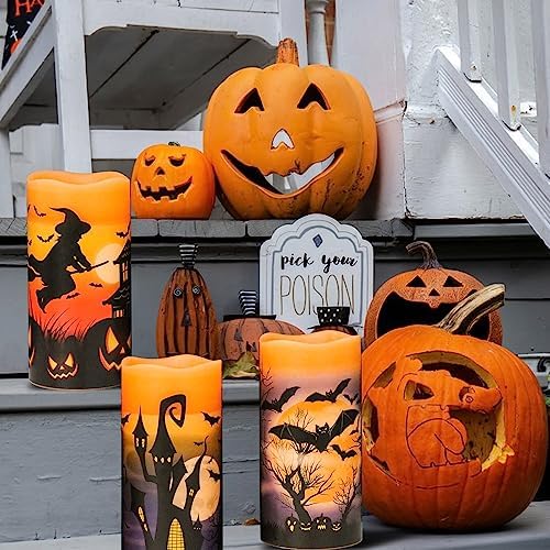 Wondise Halloween Flameless Flickering Candles with 6H Timer