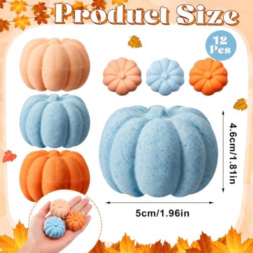 Lounsweer 12 Pack Little Pumpkin Bath Bombs Fall Baby Shower Favors,Blue
