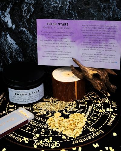 Crystal Candles, Healing Magic Candles, Mind-Body Meditation, Gifts to Encourage Women, New Job Gifts.(Fresh Start)