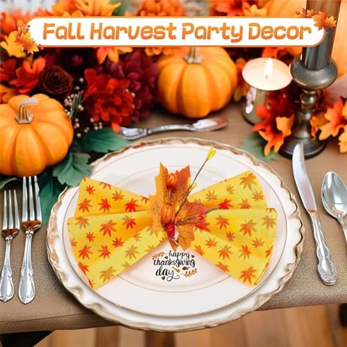 Generic 6 PCS Halloween Orange Pumpkin Maple Leaf Napkin Ring Autumn Maple Napkin Ring Buckles for Halloween Thanksgiving Party Dinner Table Decor