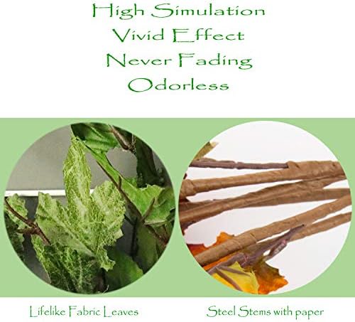 6pcs Artificial Maple Tree Branches, 32 Inch Faux Autumn Leaves Stems for Fall Vase Arrangements, Centerpieces, Harvest Wreaths, and Home Decorations,Dark Green