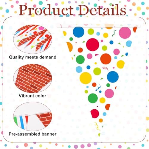 Jetec 5 Pcs 49 Ft Red Brick Wall Pennant Banner Cartoon Friend Banner Decor