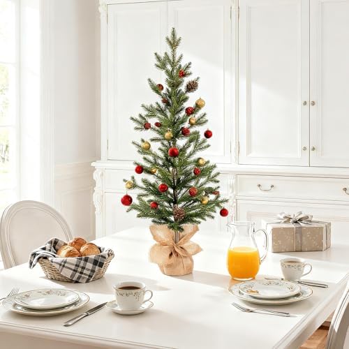 Treepool 3FT Tabletop Artificial Christmas Tree, 209 PE Tips, Unlit, Office