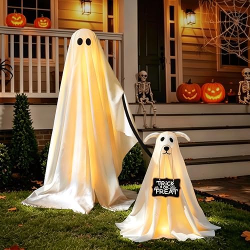 2 Pack Spooky Ghost Dog Halloween Decor Indoor for Party Decorations