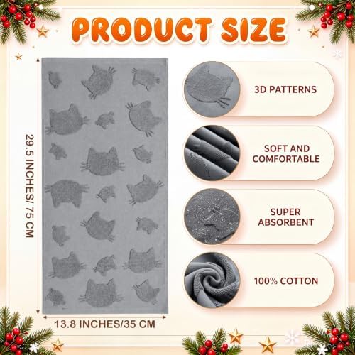 Remagr 3 Pcs Cat Hand Towels Set for Bathroom Cat Lover Gifts