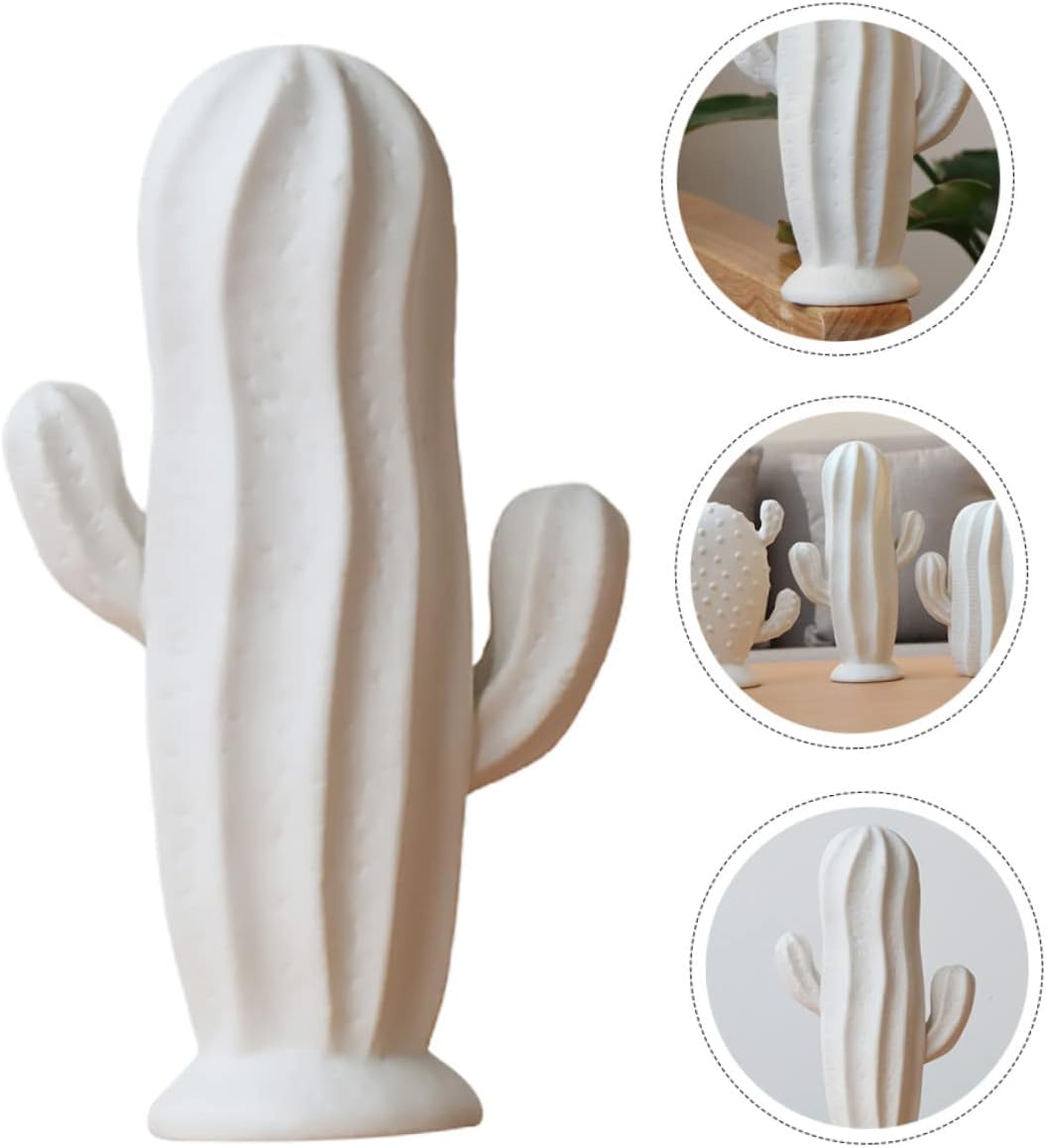 Ceramic Cactus Figurine Minimalist Cactus Statue Porcelian Collectible Art Sculpture Jewelry Holder