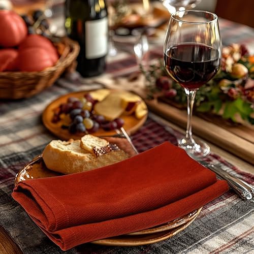 COTTON CRAFT Thanksgiving Cloth Napkins - Set of 12 Soft 100% Cotton Napkin