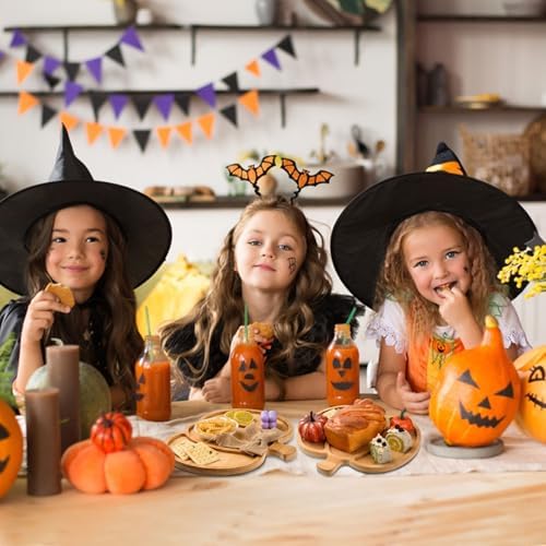 AWIZOM 2 Pcs Thanksgiving Bamboo Serving Platters with Grooves Wooden Pumpkin Trays Wood Cheese Charcuterie Boards Wooden Snack Dish Plate for Halloween Fall Autumn Harvest Supplies,12.6x11.42x0.59