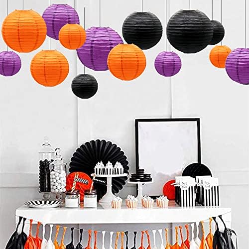 Halloween Paper Lanterns, 14 Pcs Black Orange Purple Hanging Decor