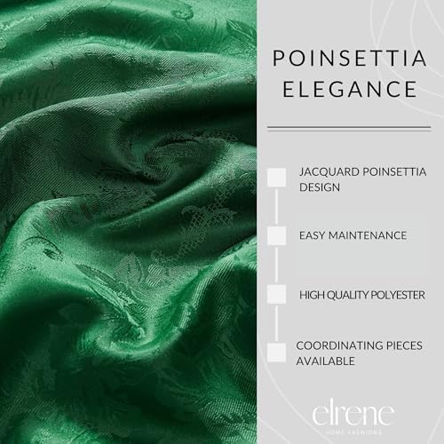 Poinsettia Elegance Jacquard Holiday Napkins, Set of 4, Green - 17" W x 17" L