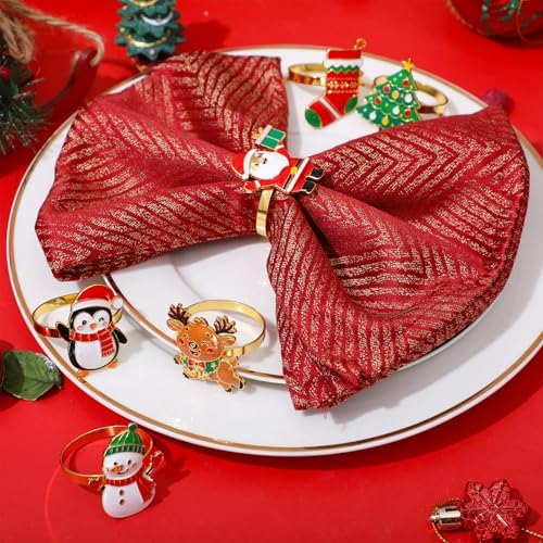 WILLBOND 12 Pieces Gingerbread Napkin Rings, Gold Xmas