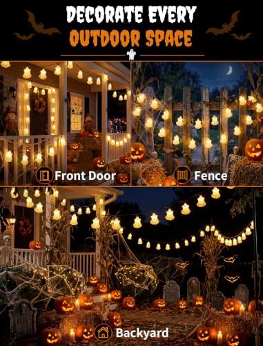 Halloween Ghost String Lights 8.5FT 10 White Ghost Lights for Party Decor