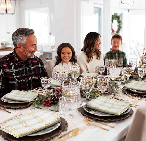 COTTON CRAFT Christmas Plaid Dinner Napkins - 12 Pack Cotton Cloth Napkins