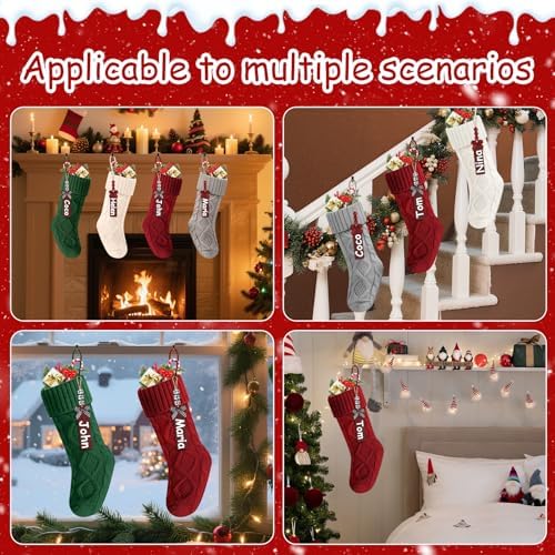 Christmas Stockings 18 Inches,Long Knitted Stocking with Name Tags