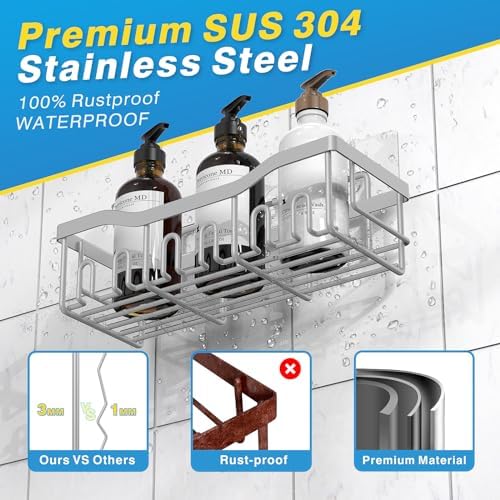 Shower Caddy 5 Pack,Adhesive Shower Organizer for Bathroom Storage&Home Decor&Kitchen,No Drilling,Large