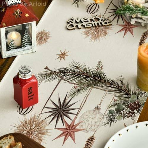 Artoid Mode Holly Pine Cone Xmas Table Runner Home Party Decor 13x120 Inch