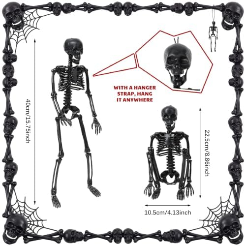 Geelin 6 Pack Halloween Black Skeleton 16" Posable Hanging Decorations