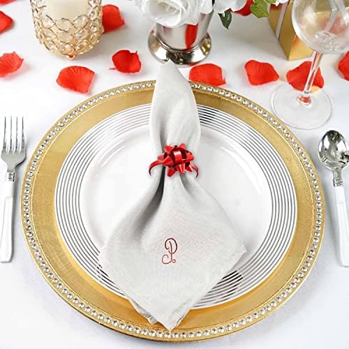 12PCS Christmas Napkin Rings Set for Table Settings, Festive Gift Bow Napkin Holder Rings for Christmas Thanksgiving New Year Party Dinner Table Decoration (12PCS Red)