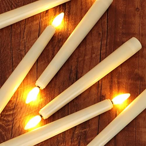 9 PCS Flameless Taper Candles Battery Operated, Realistic Flickering Window Candles with Daily Timer, Remote & Suction Cups Included,for Christmas Home Wedding Decor (Ivory)