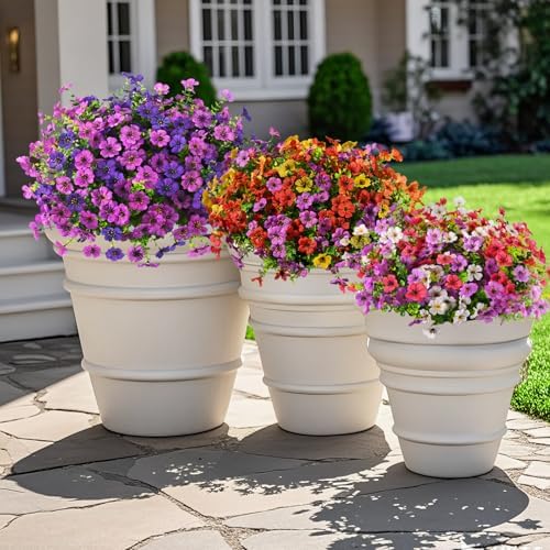 INQCMY Artificial Flowers for Outdoor Faux Plants Fake Flowers Spring Decor