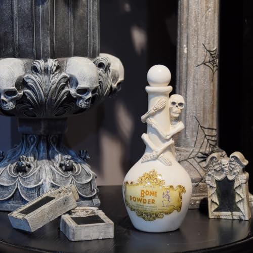 Cynkeyee Halloween Potion Bottles, White Resin Skeleton Décor