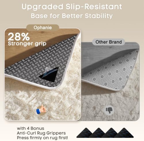 Ophanie Small Rug Washable Non Slip Throw Bedside Area Rugs, Fluffy Soft Mini Bedroom Carpet, 1.5x2.5，1.5x4 and 1.5x5