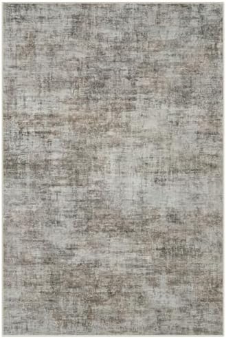 6x9 Area Rugs for Living Room: Washable Abstract Brown Black Badroom Carpet