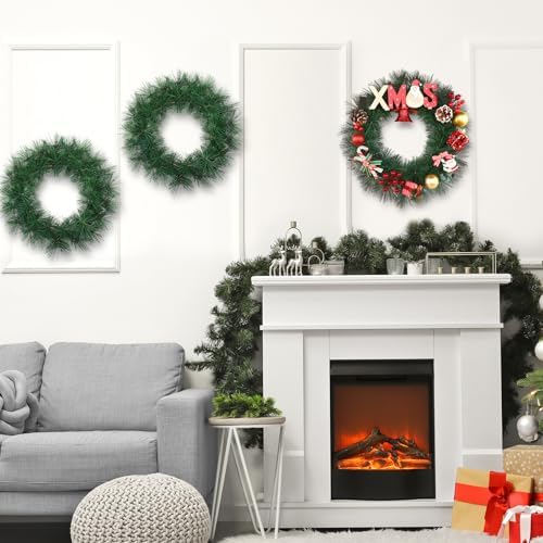 Zeyune 8 Pcs 14" Christmas DIY Green Wreath Artificial Wreath, Pine Needle