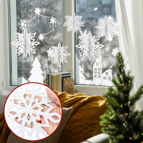 Christmas Hanging Snowflakes Winter Wonderland Decorations, White