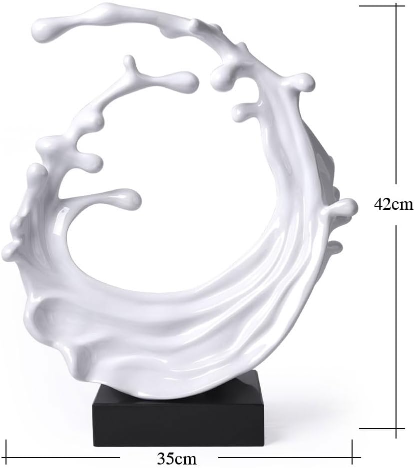 Abstract Sculpture Decor Modern Art Gift Sea Wave Figurine Table Centerpiece Statue / White