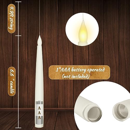 Boribim 20PCS Floating Candles with Wand, Magic Hanging Candles, Flickering Warm Light LED Taper Flameless Candles with Wand Remote, Battery Operated Window Candle for Halloween Decorations Best Gift