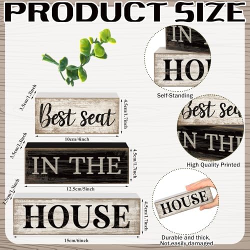 Moucuny 4 Pcs Bathroom Shelf Decor Sign Best Seat In The House Wooden Block