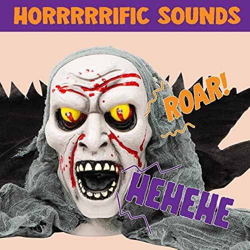 JOYIN Halloween Decorations Outdoor Light-Up Zombie Groundbreaker with bloodstain and Creepy Sound for Halloween Outside Decor Lawn Yard Patio Graveyard Decoration, Haunted House Prop