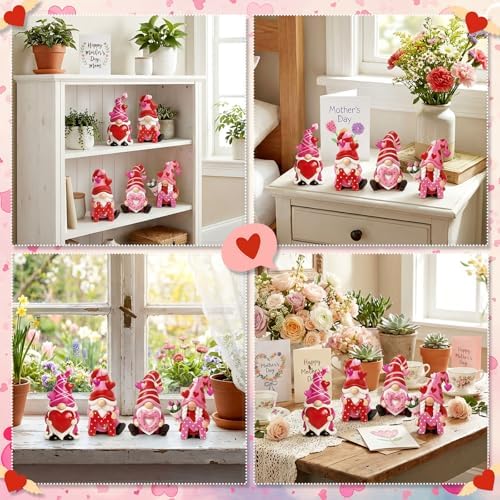 Simgoing 4 Pcs Gifts for Mom Resin Gnomes Figurines Love Mom Tabletop Decorations for Women Mother's Birthday Gifts Gnomes Garden Statues Table Centerpieces for Home Decor Mother Birthday Anniversary