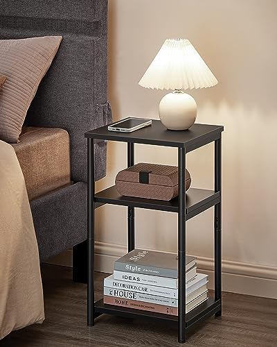 VASAGLE Side Table, Small End Table, Tall Nightstand, Steel Frame