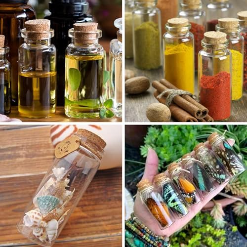 30 Pcs 25ml Small Glass Bottles with Cork Lids, Mini Glass Jars for Wedding Favors Empty Miniature Potion Message Wishing Bottles Spell Jars for DIY Crafts Baby Shower Party Home Decoration