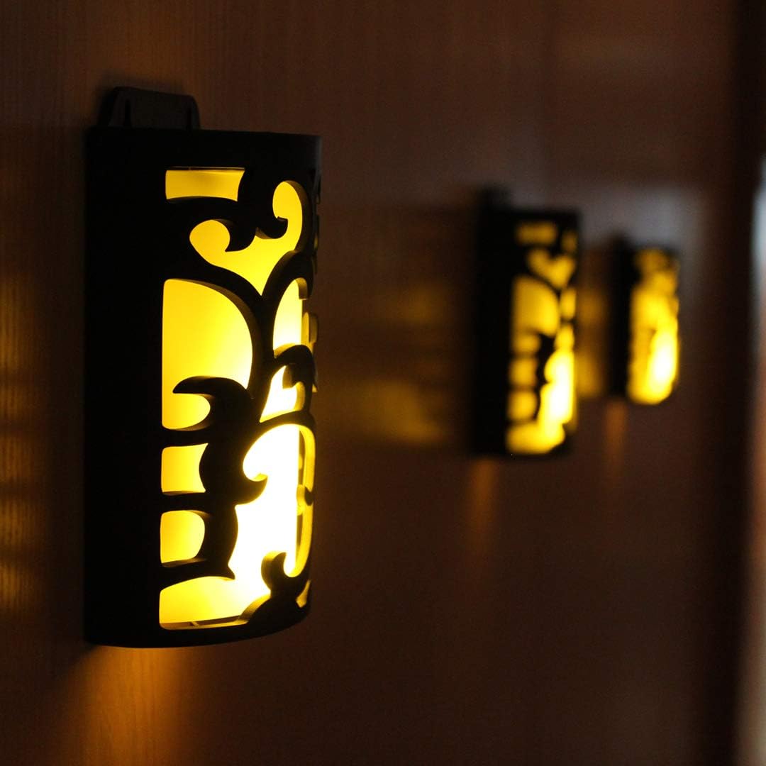 WRalwaysLX Decorative Lanterns with Timer, Candle Light Flameless Candles Indoor/Outdoor Wall Sconces,Flickering Flames