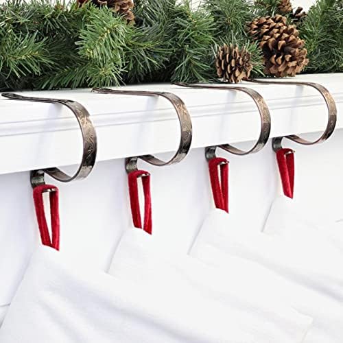 Haute Decor The Original MantleClip® Stocking Holder 4 Pack - Hang Christmas Stockings Safely and Securely from Mantels Up to 3 Inches Thick