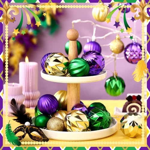 Syhood 64 Pcs Christmas Tree Decoration Ball Ornaments, Purple Green Gold