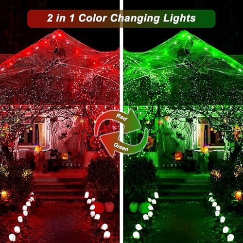 JMEXSUSS 2 Pack 100 LED Red Green Halloween Lights Indoor Outdoor