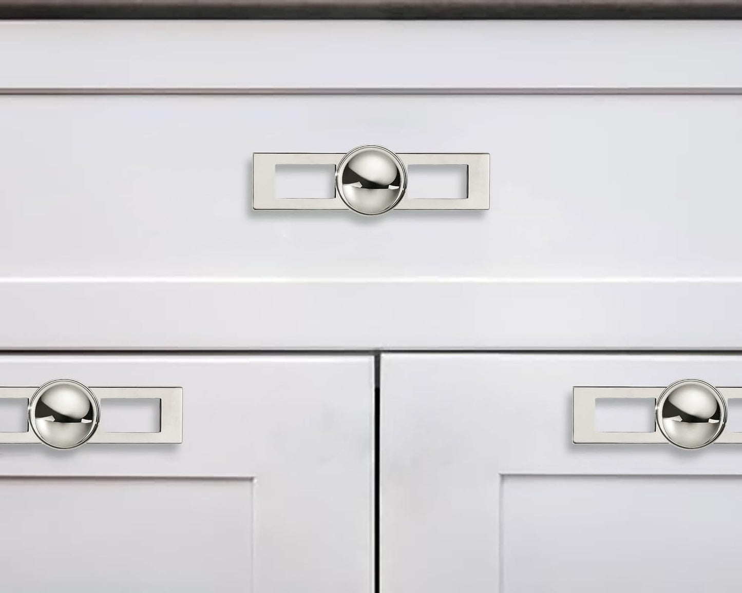 10 Pack 1-1/4 Inch Cabinet Knobs Backplate with 4 Inch Base Plate Zinc Solid Polished Nickel Kitchen Cabinet Handles