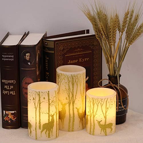 GenSwin Christmas Deer Flameless LED Candles Battery Operated with 6 Timer