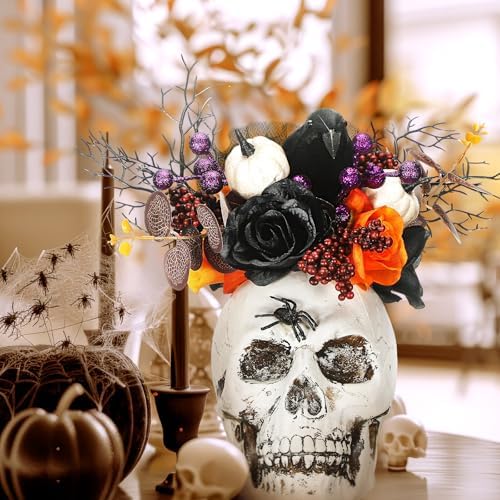 Daifunli Halloween Table Centerpieces Decorations, Skeleton Head Crow