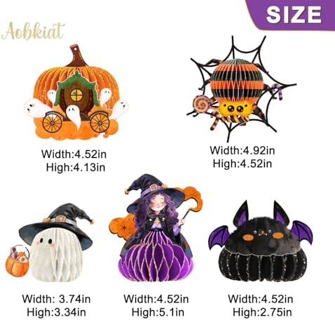 AOBKIAT Halloween Party Decorations,5PCS Hanging Honeycomb Ornaments