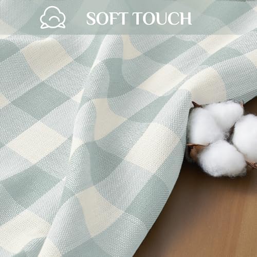 Softalker Gingham Square Tablecloth with Tassel, Aqua, 55" x 55"