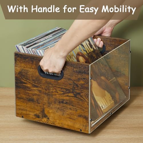 X-cosrack Acrylic Vinyl Record Storage Crate, Visible Record Holder Crate, Classic Cube Album Storage Box, Record Shelf