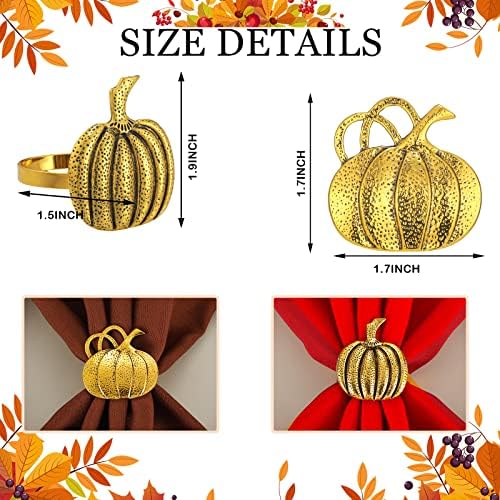 EBoot 16 Pcs Fall Thanksgiving Napkin Ring Set, Pumpkin, Metal